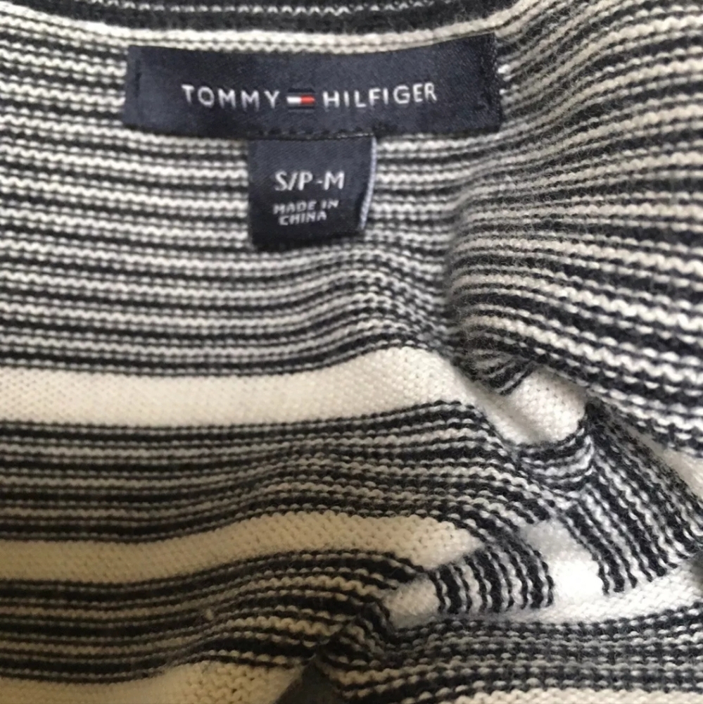 TOMMY HILFIGER Women's Striped Open-front Poncho Cardigan Sweater S